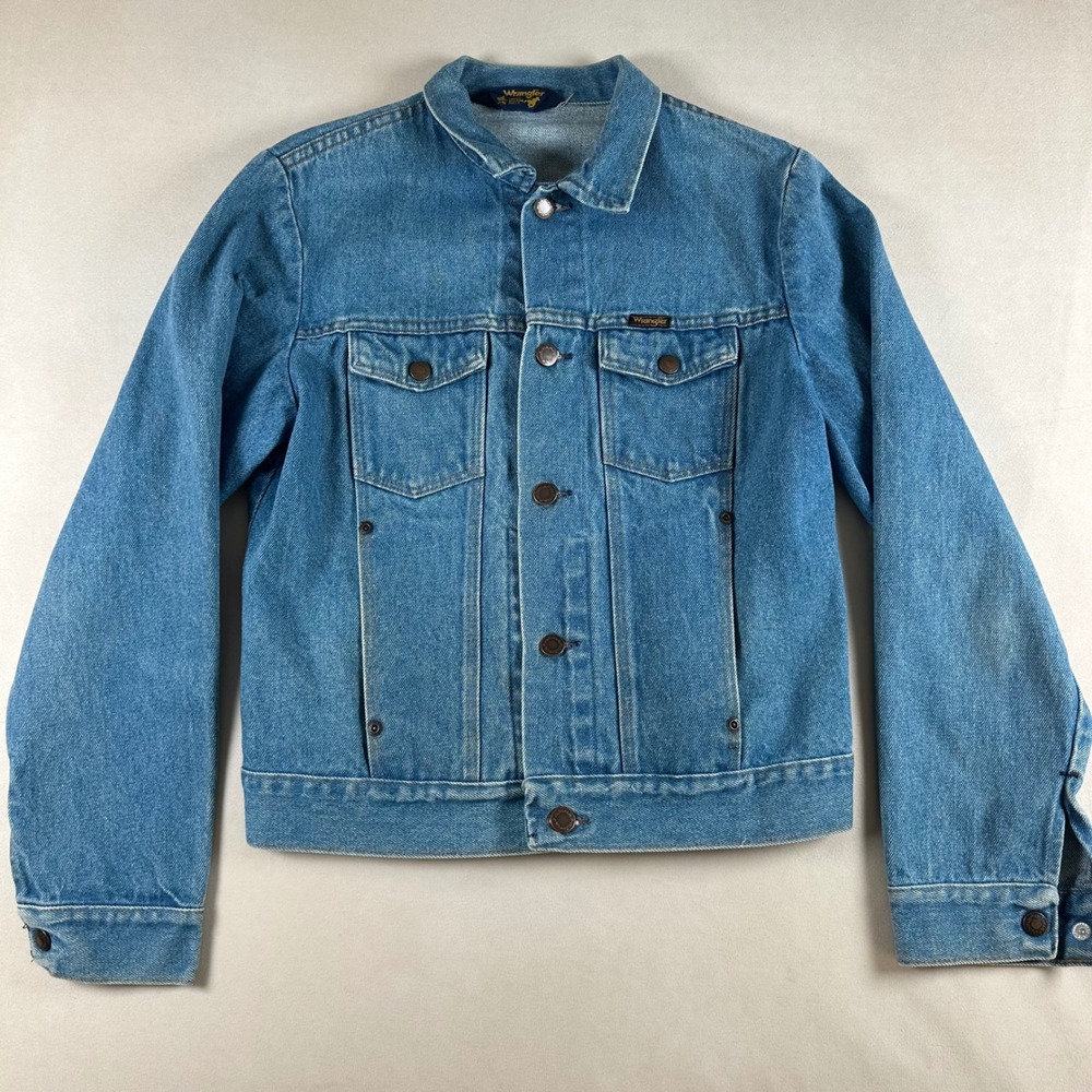 Vintage Wrangler Denim Trucker Jacket Mens XL Made USA Western Cowboy 80s 90s
